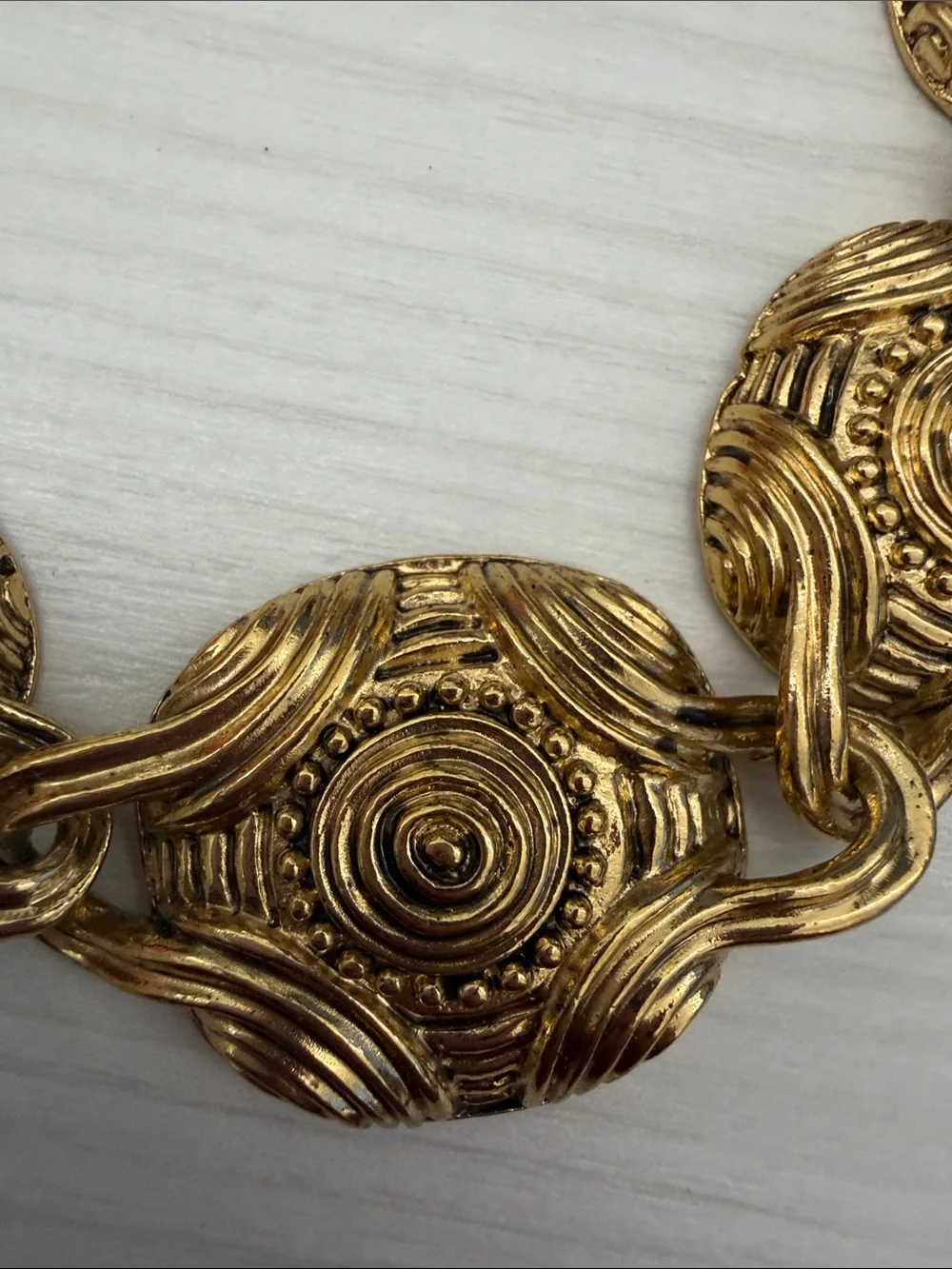 Avon Gold-Tone Textured Disc Statement Necklace